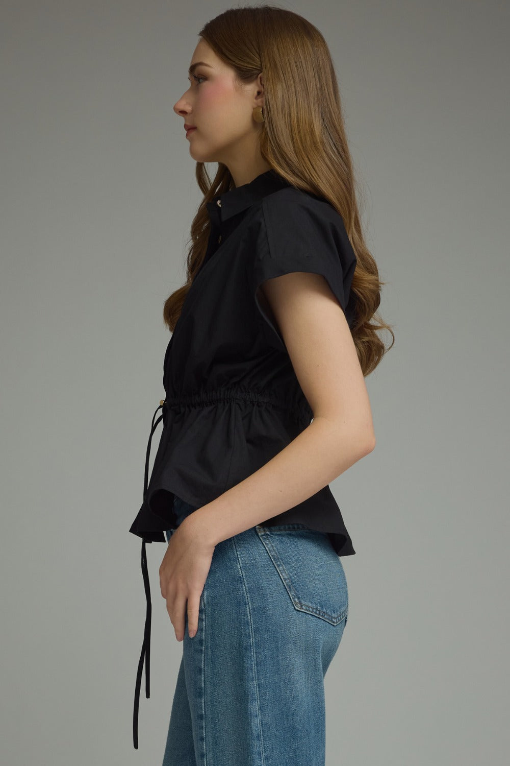Camille Peplum Top in Black