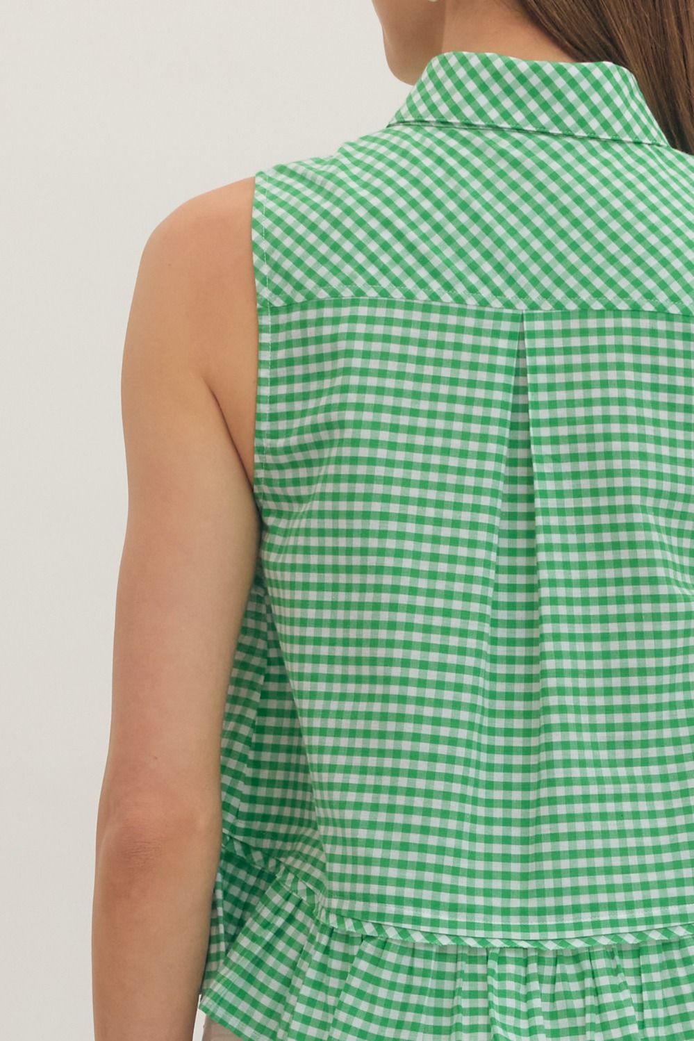 Gingham Tie Neck Top