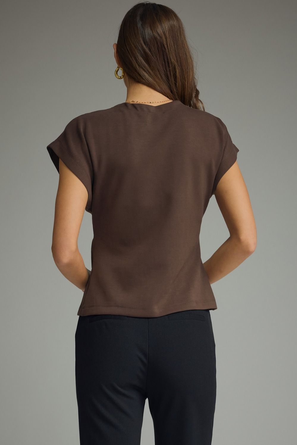 Clementine Button Knit Top in Brown