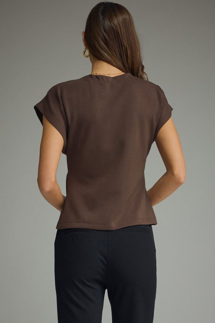 Clementine Button Knit Top in Brown
