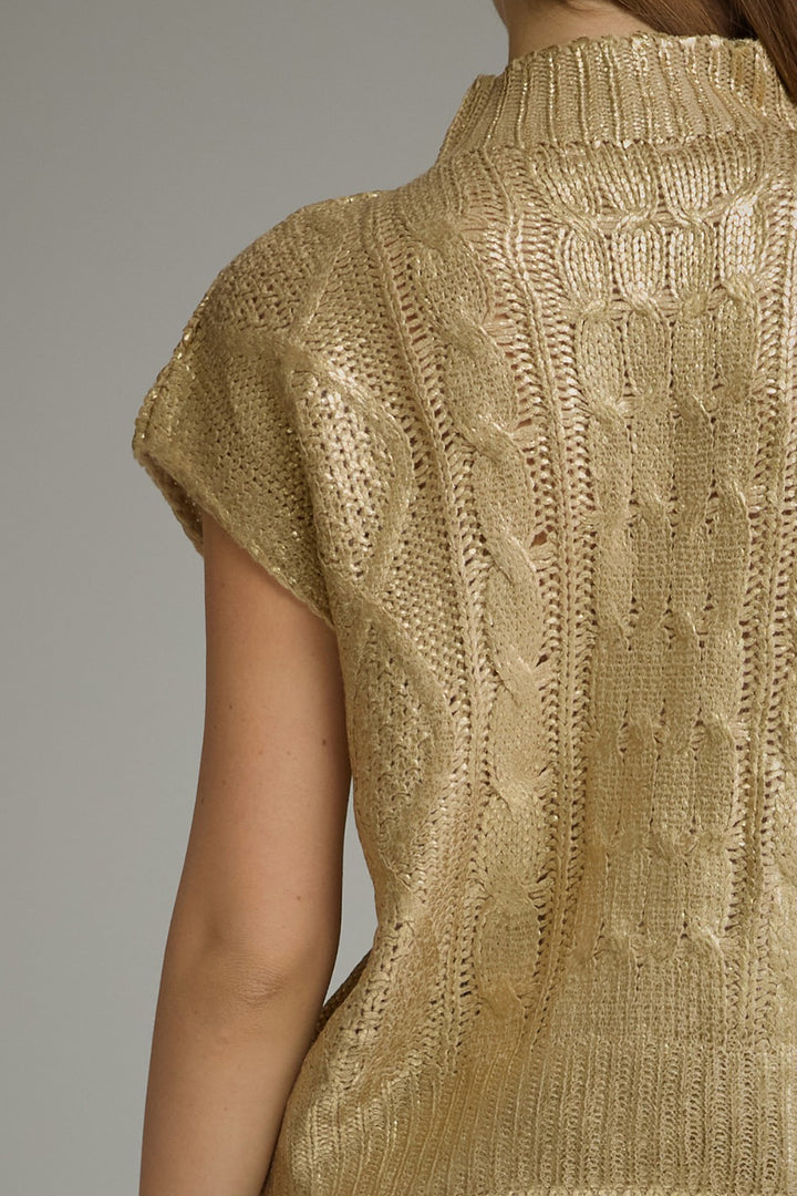 Margo Top in Gold — metallic finish close detail