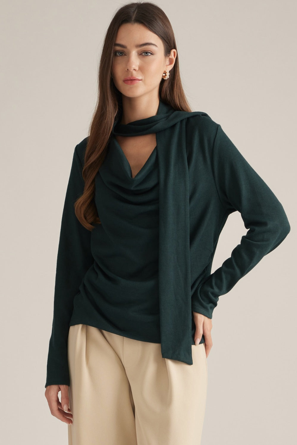 Edith Top in Hunter Green — front view