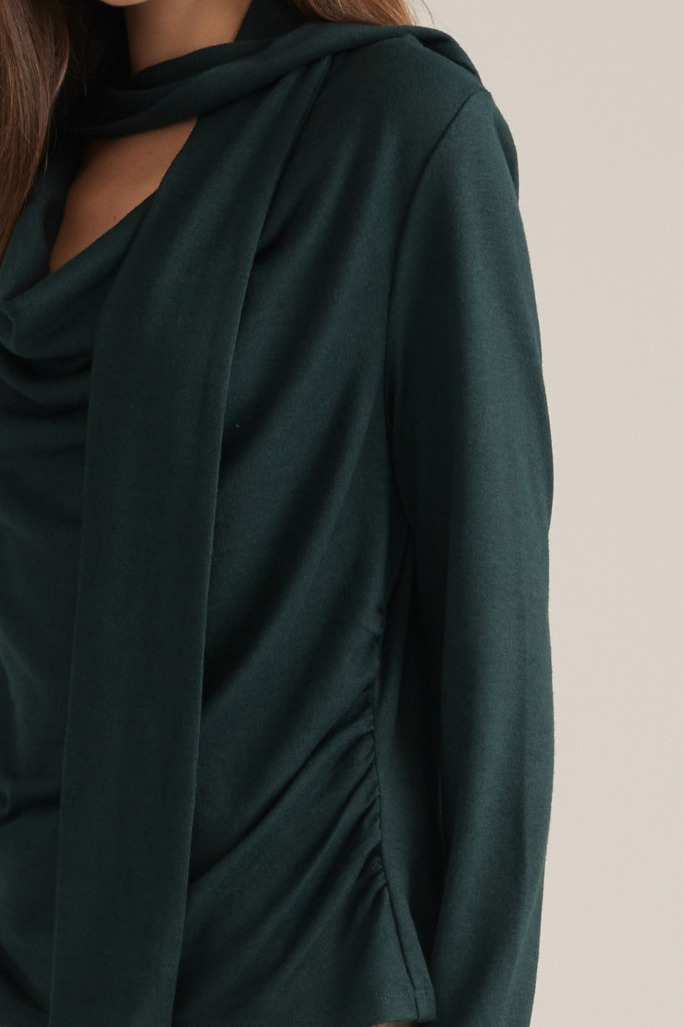 Edith Top in Hunter Green — knit texture detail