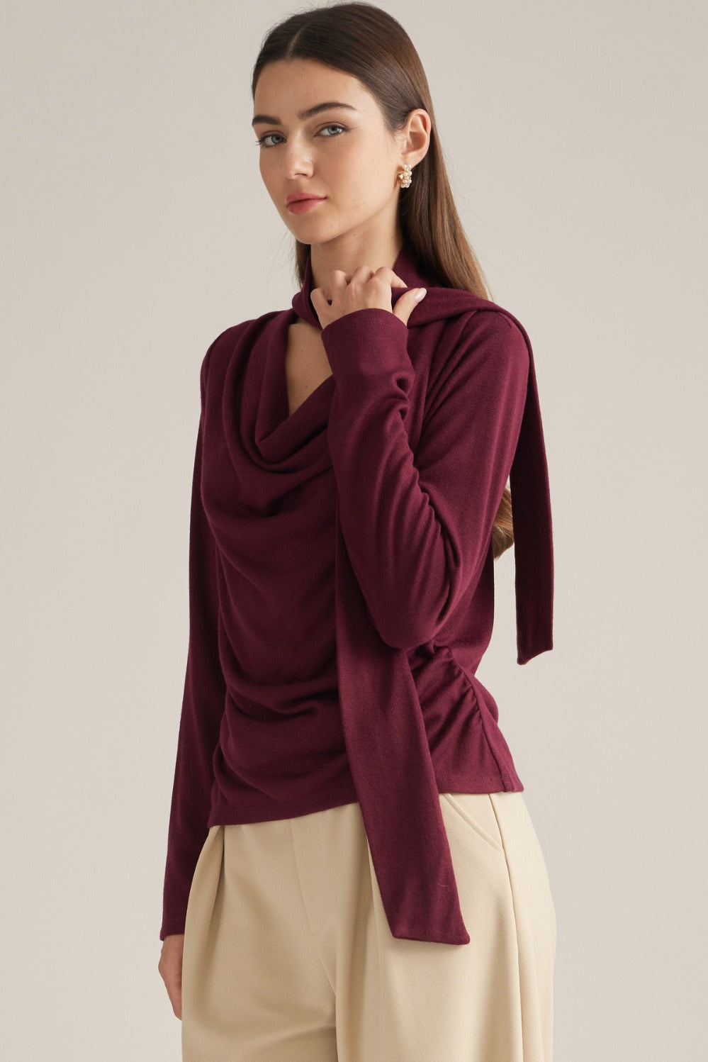 Edith Top in Burgundy — front view