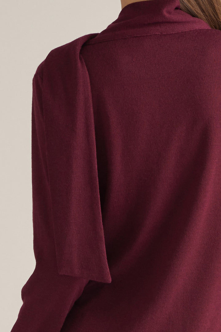 Edith Top in Burgundy — knit texture detail