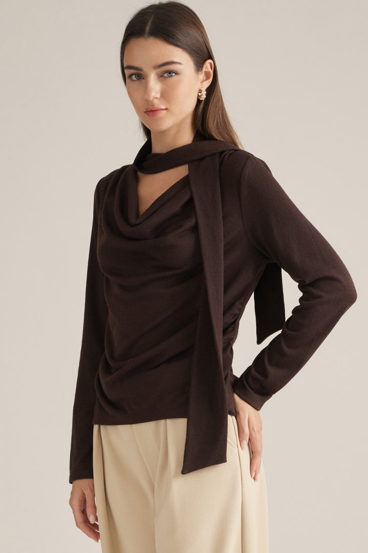 Edith Top in Brown — three-quarter view