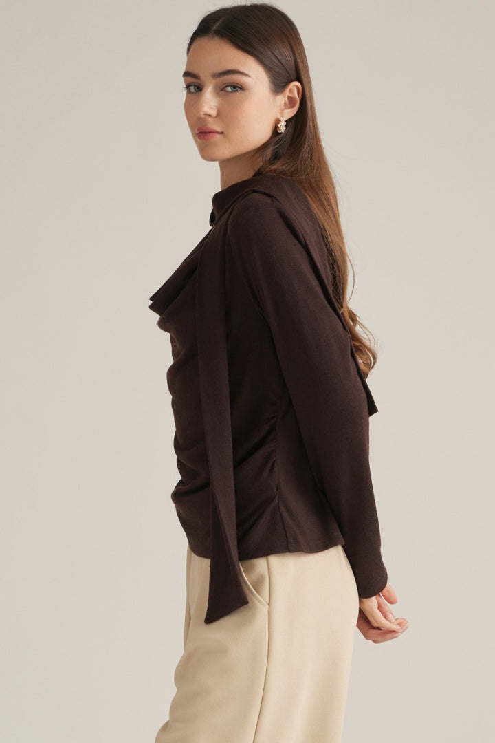 Edith Top in Brown — side view