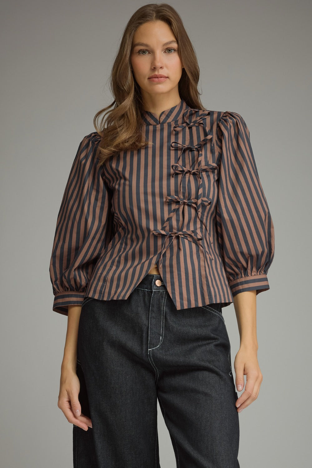 Marit Top - Navy Brown
