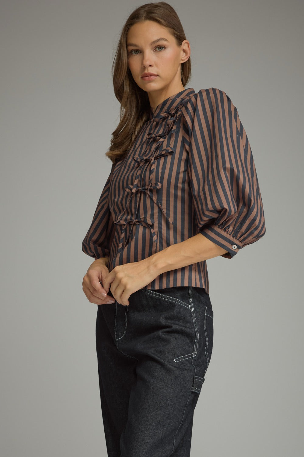 Marit Top - Navy Brown