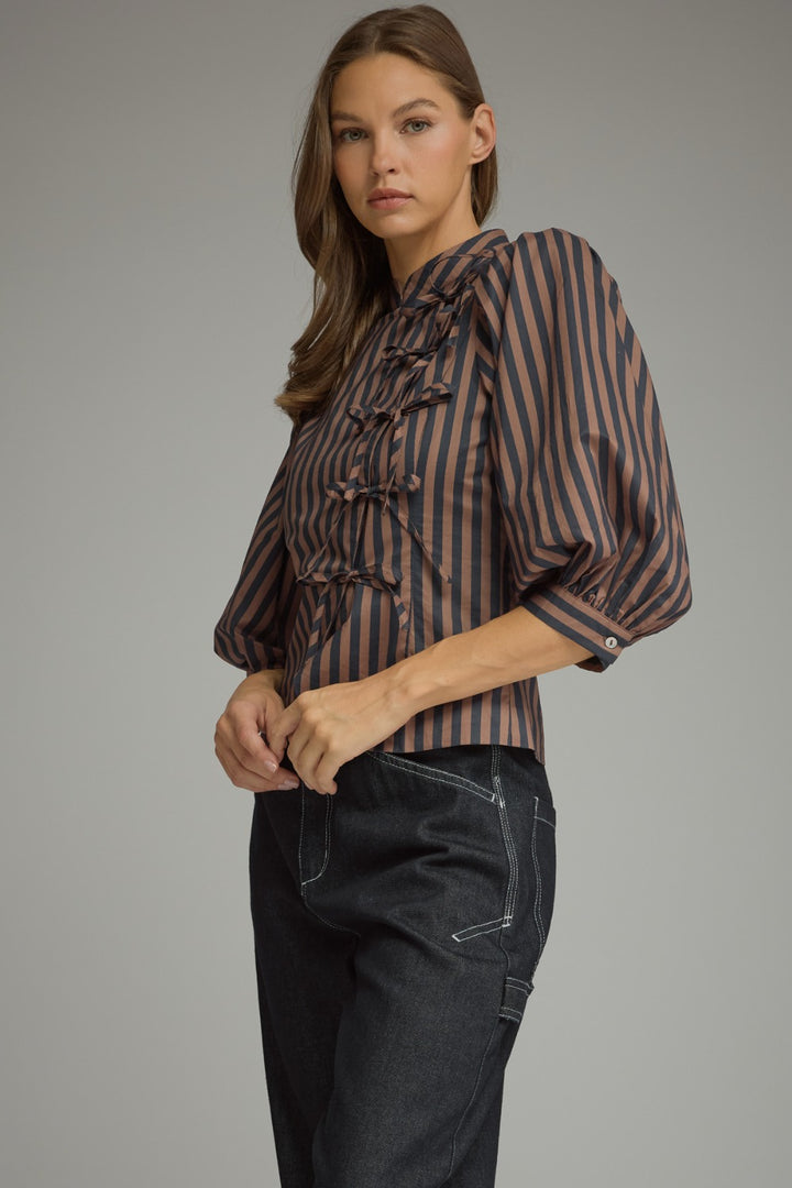 Marit Top - Navy Brown