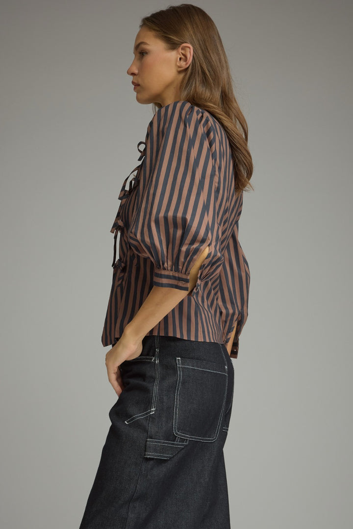 Marit Top - Navy Brown