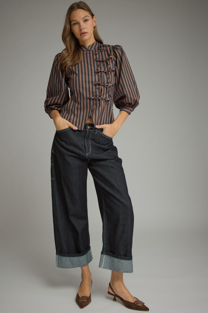 Marit Top - Navy Brown