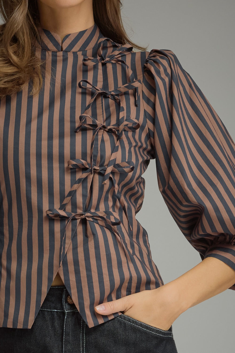Marit Top - Navy Brown