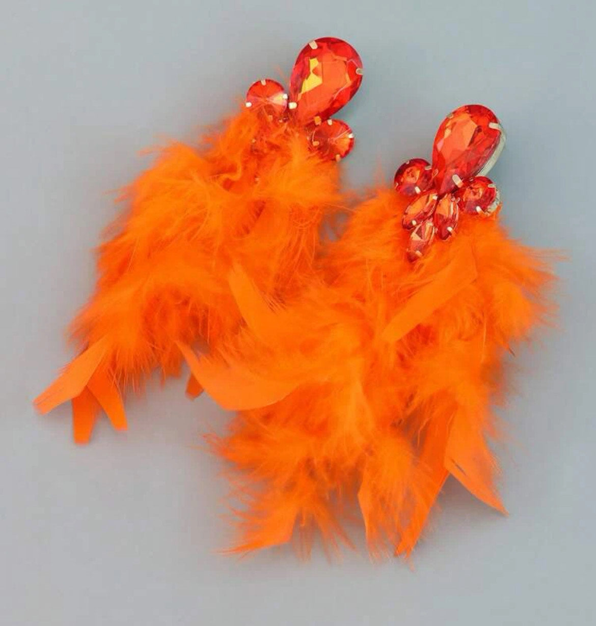 Orange Feather Earrings