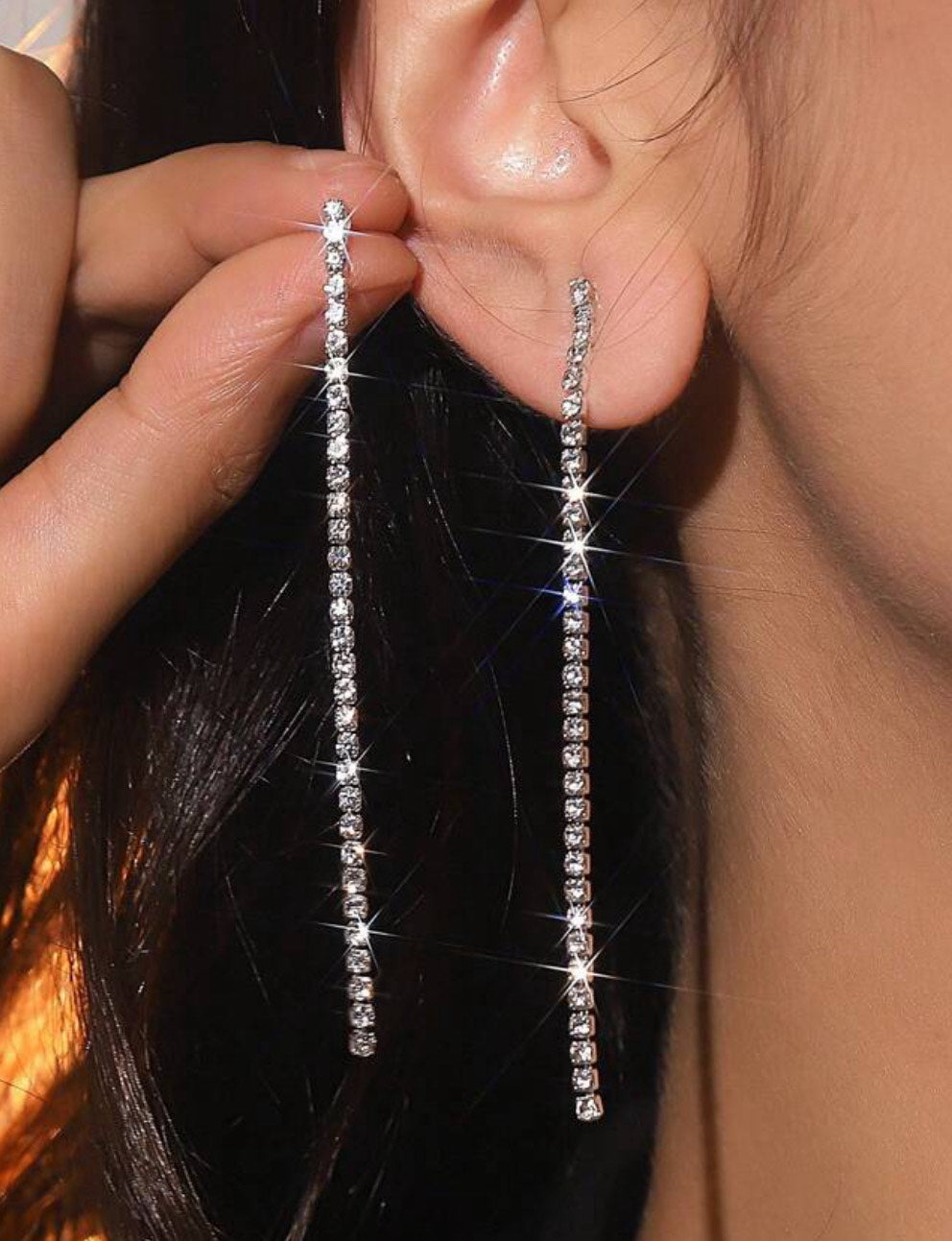 Single Strand Diamond Earrings