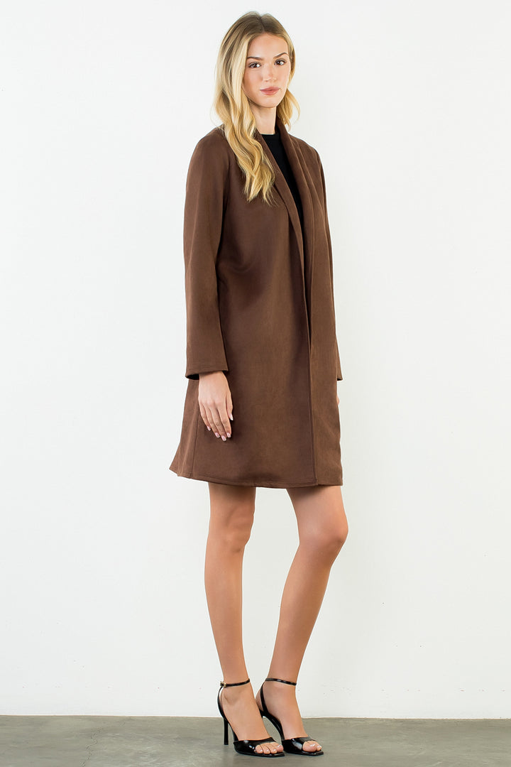 Briar Coat in brown — three-quarter view