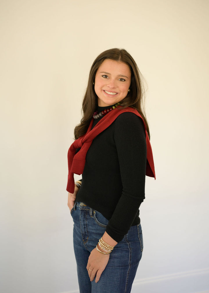 Preppy Knit Sweater Wrap - Burgundy