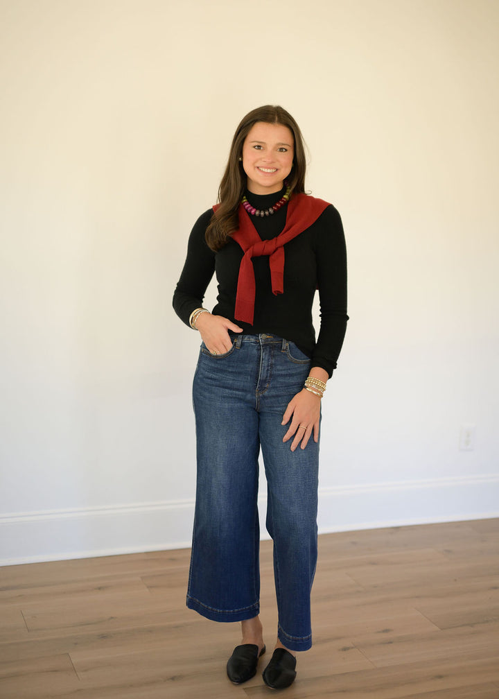 Preppy Knit Sweater Wrap - Burgundy