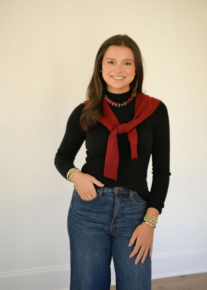 Preppy Knit Sweater Wrap - Burgundy