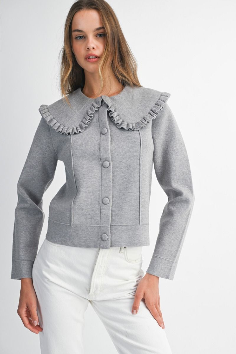 Ruffle Collar Knit Jacket
