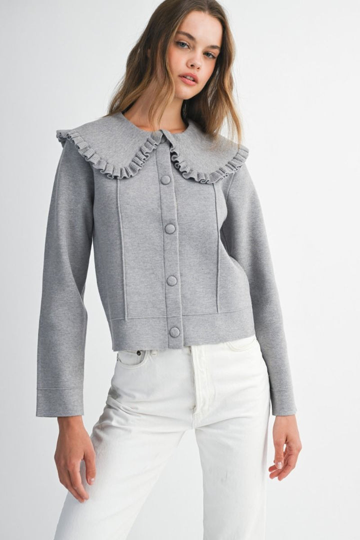 Ruffle Collar Knit Jacket