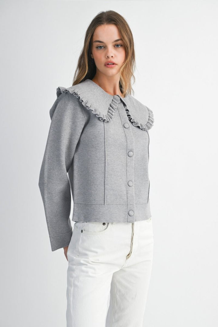 Ruffle Collar Knit Jacket