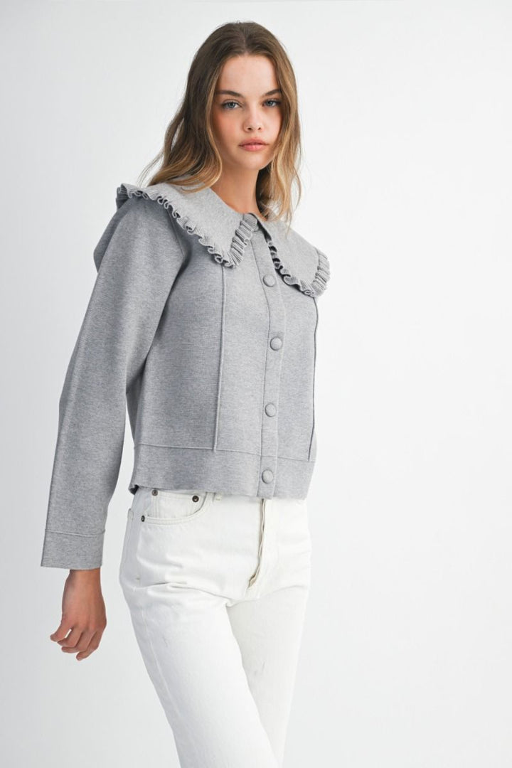 Ruffle Collar Knit Jacket