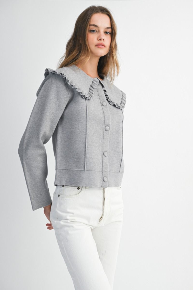 Ruffle Collar Knit Jacket