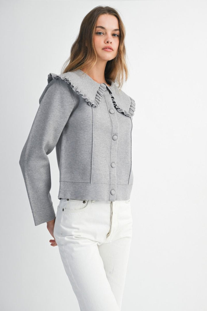 Ruffle Collar Knit Jacket