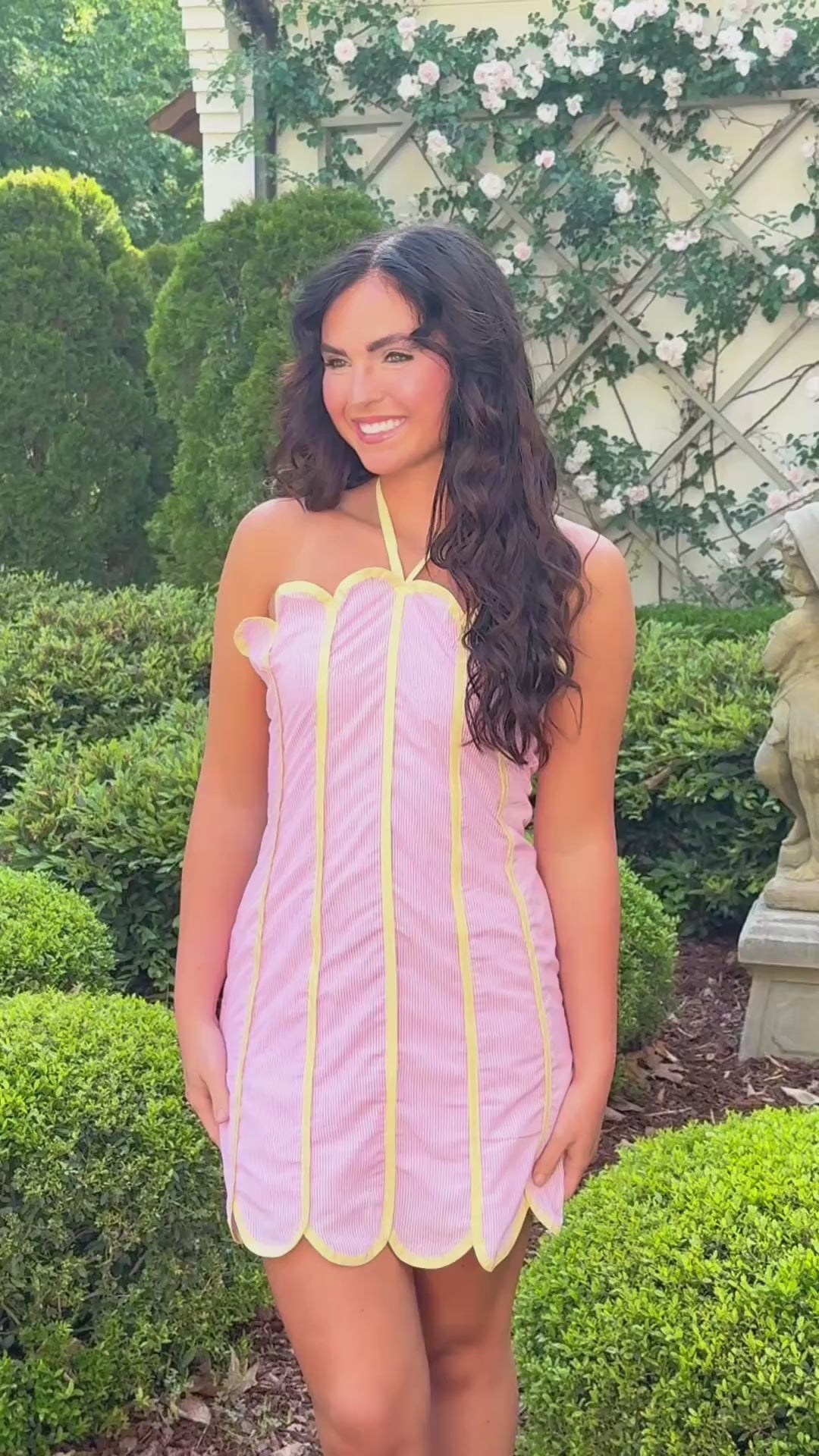 Seersucker Scalloped Mini Dress
