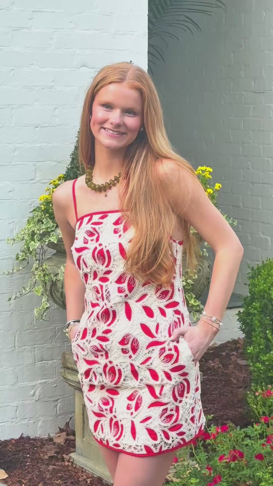 Contrast Floral Crochet Dress