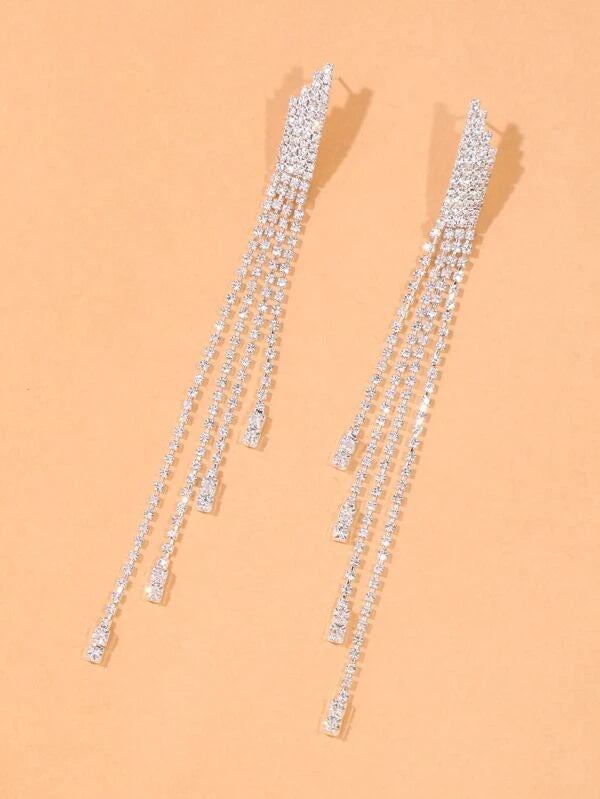 SILVER SLANT DROP EARRINGS
