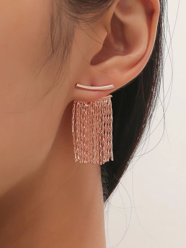 Modern Gold Tassel Earring