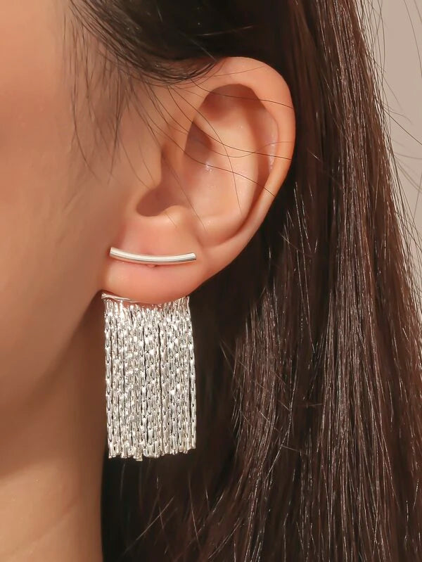 Modern Gold Tassel Earring