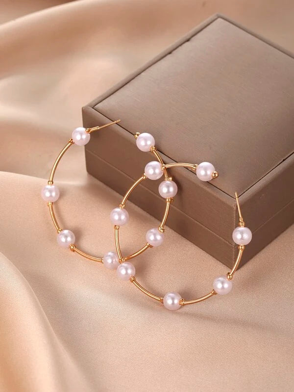 GOLD PEARL HOOPS
