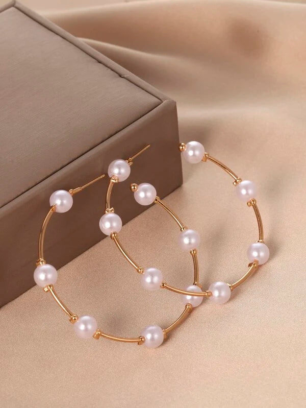 GOLD PEARL HOOPS