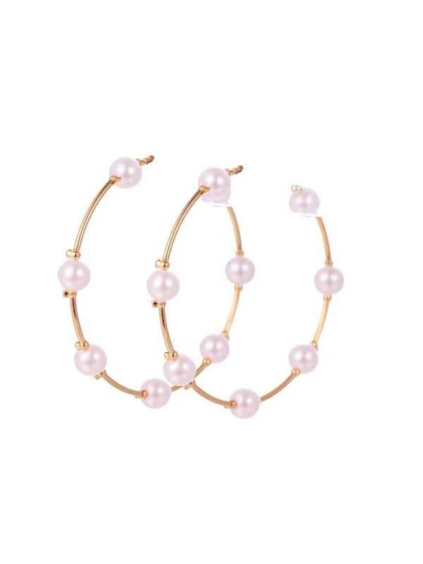 GOLD PEARL HOOPS