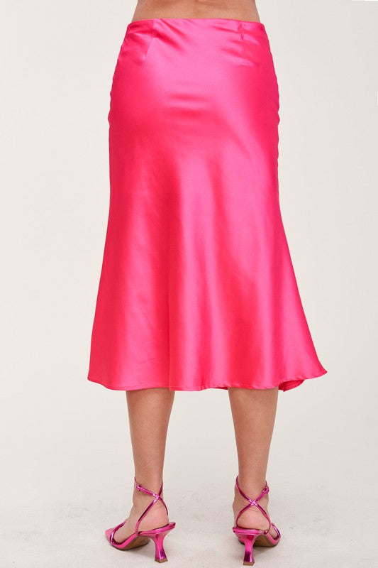 Satin Midi Slip Skirt