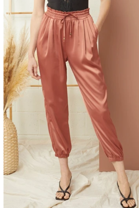 SILK JOGGERS TERRA COTTA