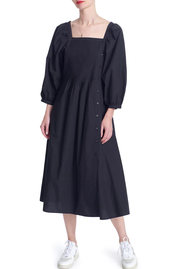 Pleat Neck Dress Black