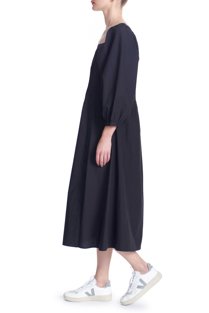 Pleat Neck Dress Black