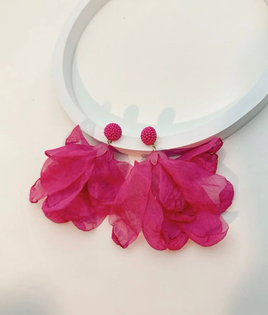 Tulle Petal Statement Earrings