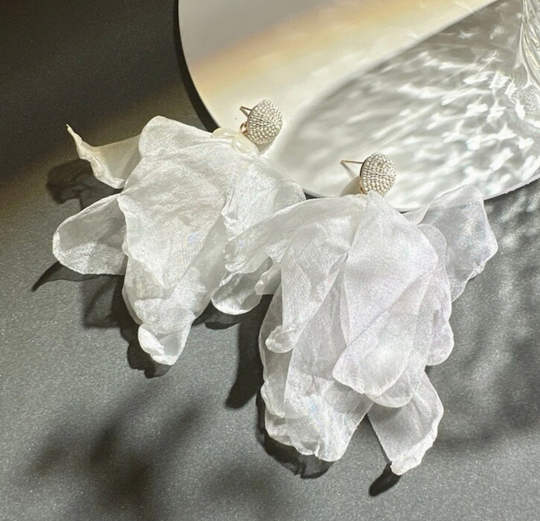 Tulle Petal Statement Earrings