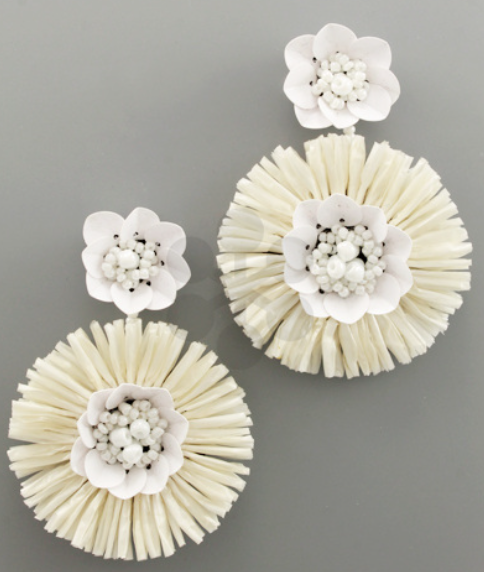 Raffia Flower Earrings