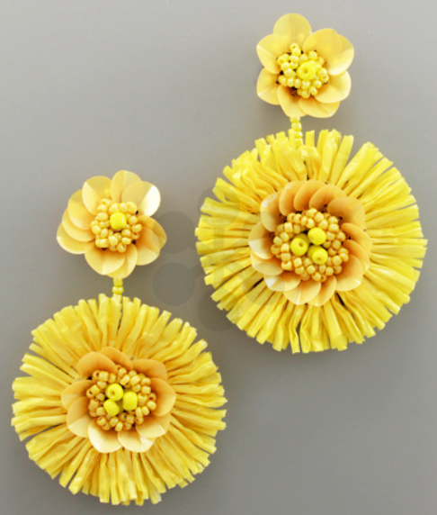 Raffia Flower Earrings