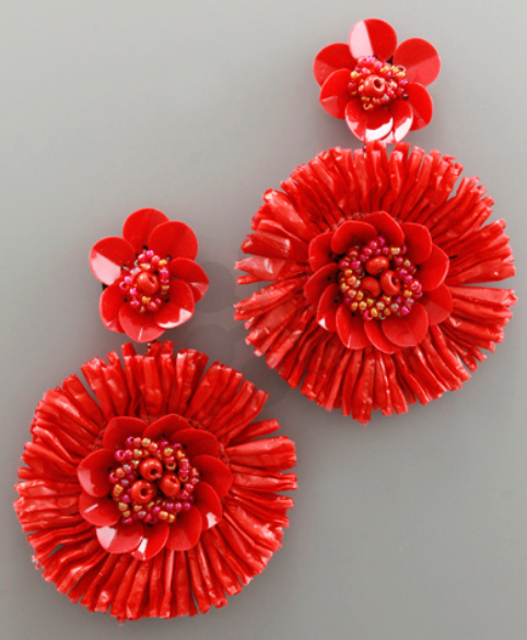 Raffia Flower Earrings