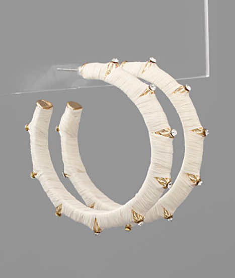 Crystal Deco Raffia Wrap Hoops