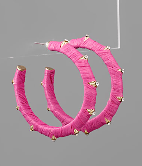 Crystal Deco Raffia Wrap Hoops