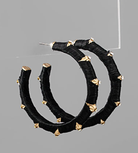 Crystal Deco Raffia Wrap Hoops