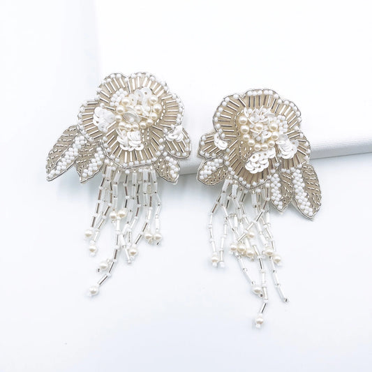 White Rose Earrings